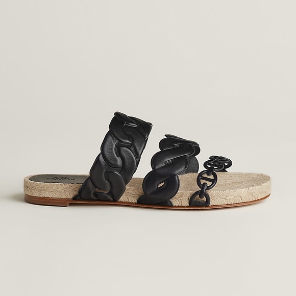 Hermes Shoes - Hermes Black Espadrille Sandals 37